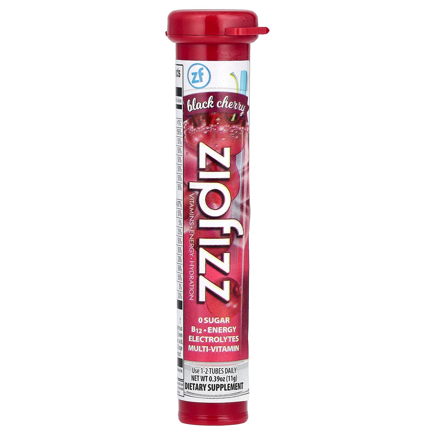 Zipfizz, Energy Drink Mix, Black Cherry, 20 Tubes, 0.39 oz (11 g) Each