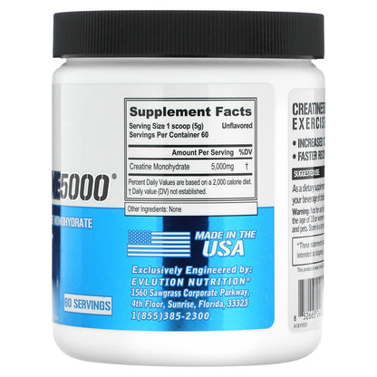 EVLution Nutrition, Creatine 5000®, Unflavored, 10.58 oz (300 g)