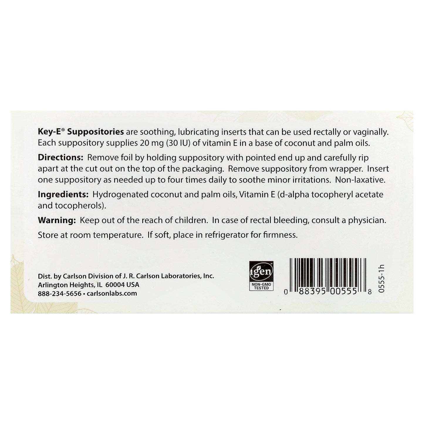 Carlson, Key-E® Suppositories, 12 Inserts