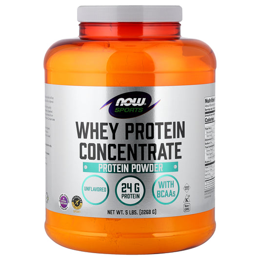 NOW Foods, Sports, Whey Protein Concentrate Protein Powder, Unflavored, 5 lbs (2268 g)