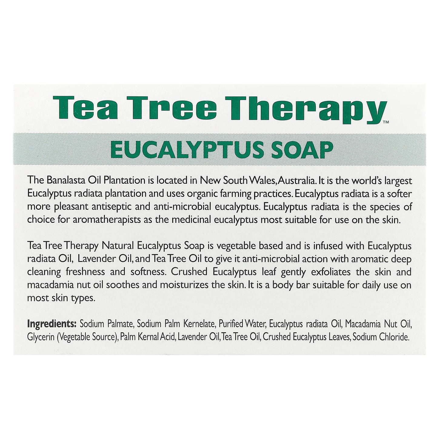 Tea Tree Therapy, Eucalyptus Bar Soap, 3.5 oz (99.2 g)
