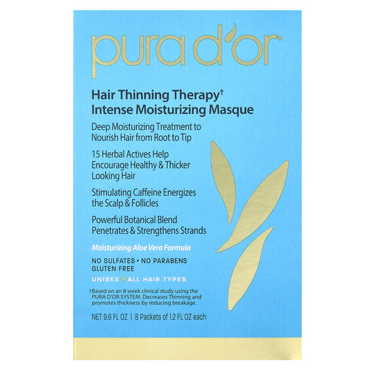 Pura D'or, Hair Thinning Therapy, Intense Moisturizing Masque, 8 Packets, 1.2 fl oz Each