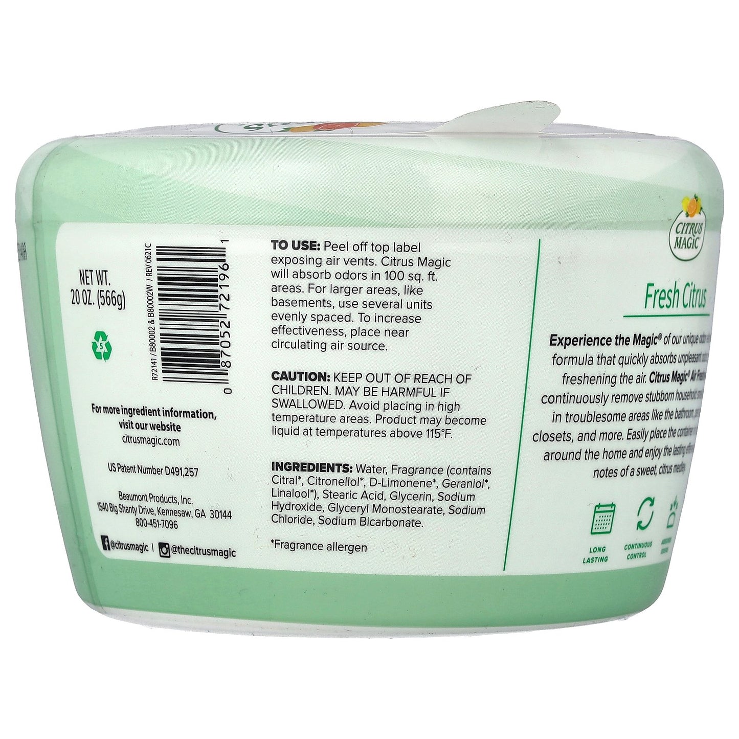 Citrus Magic, Air Freshener, Fresh Citrus, 20 oz (566 g)