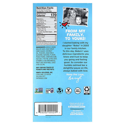 Bobo's Oat Bars, Peach Oatmeal Bars, 12 Bars, 3 oz (85 g) Each