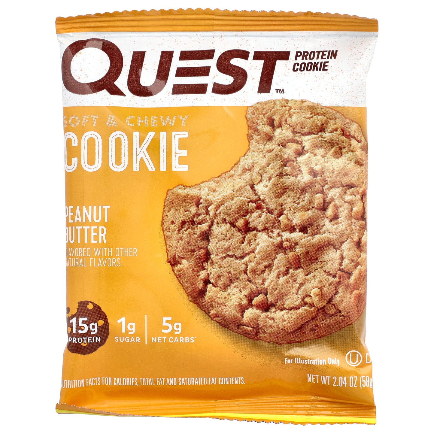 Quest Nutrition, Protein Cookie, Peanut Butter, 4 Cookies, 2.04 oz (58 g) Each