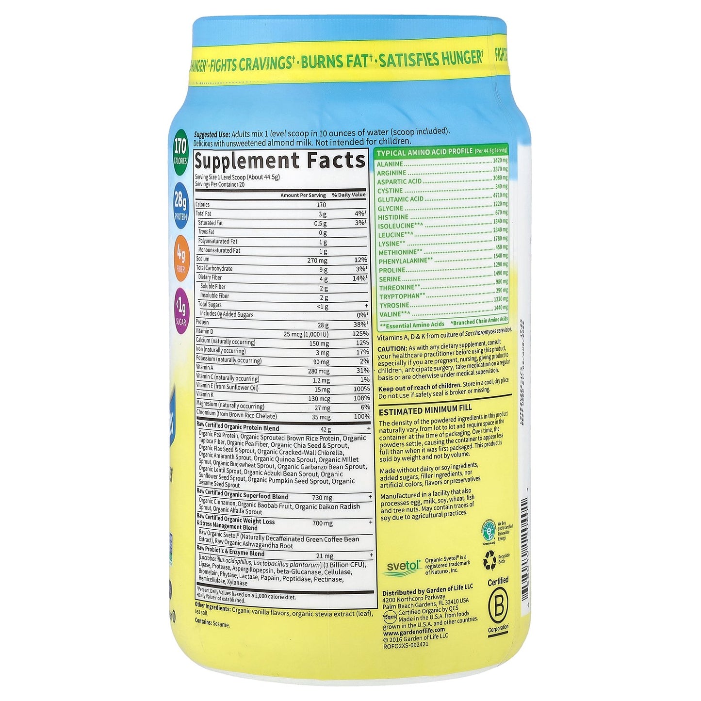 Garden of Life, RAW Organic Fit, High Protein for Weight Loss, Original, 1 lbs 15.39 oz (890 g)