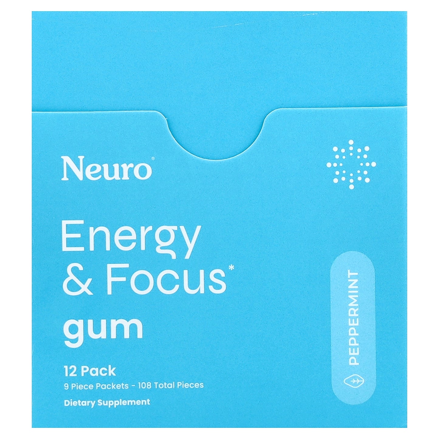 NeuroGum, Energy & Focus Gum, Peppermint, 12 Pack, 9 Pieces Each