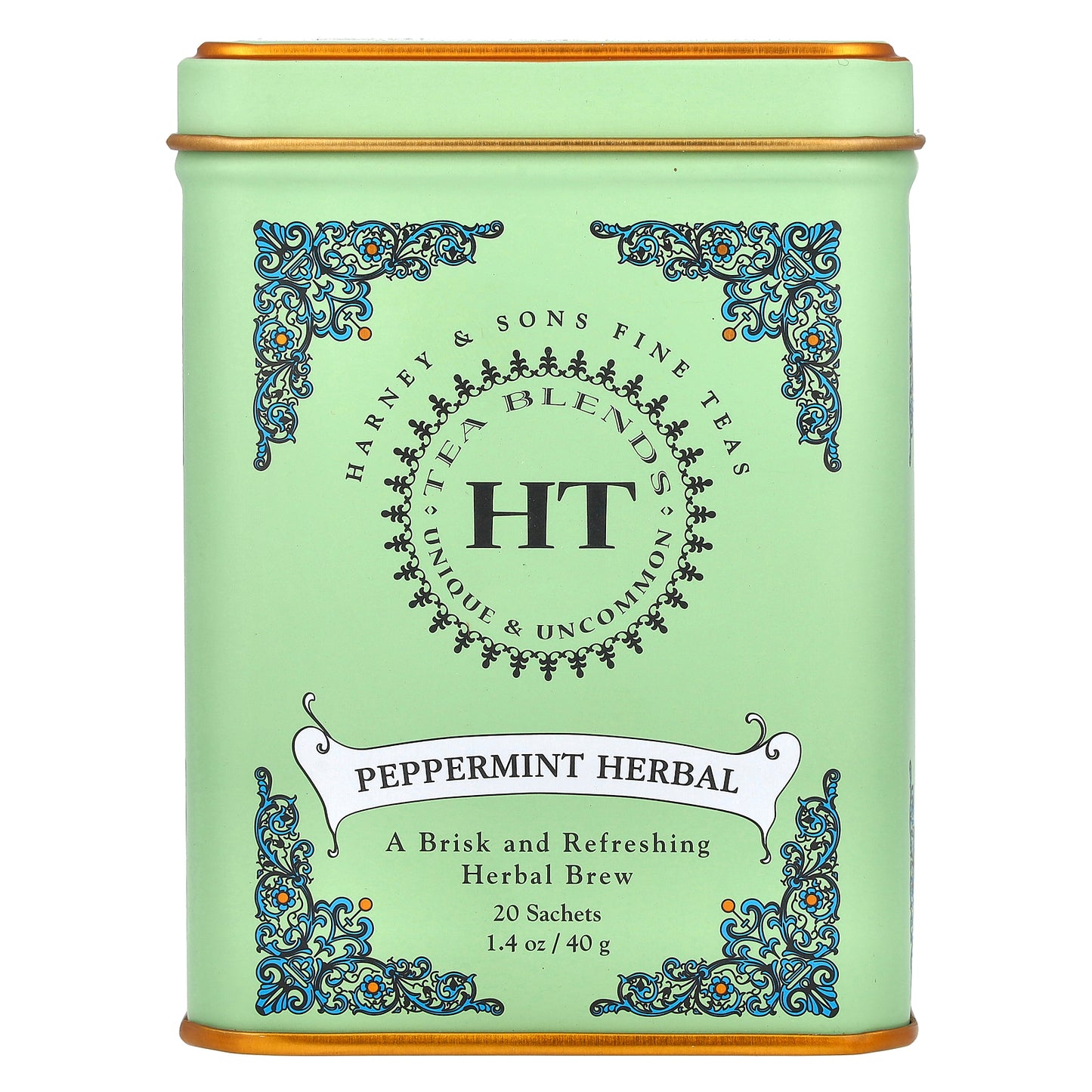 Harney & Sons, HT Tea Blends, Peppermint Herbal, Caffeine Free, 20 Sachets, 1.4 oz (40 g)