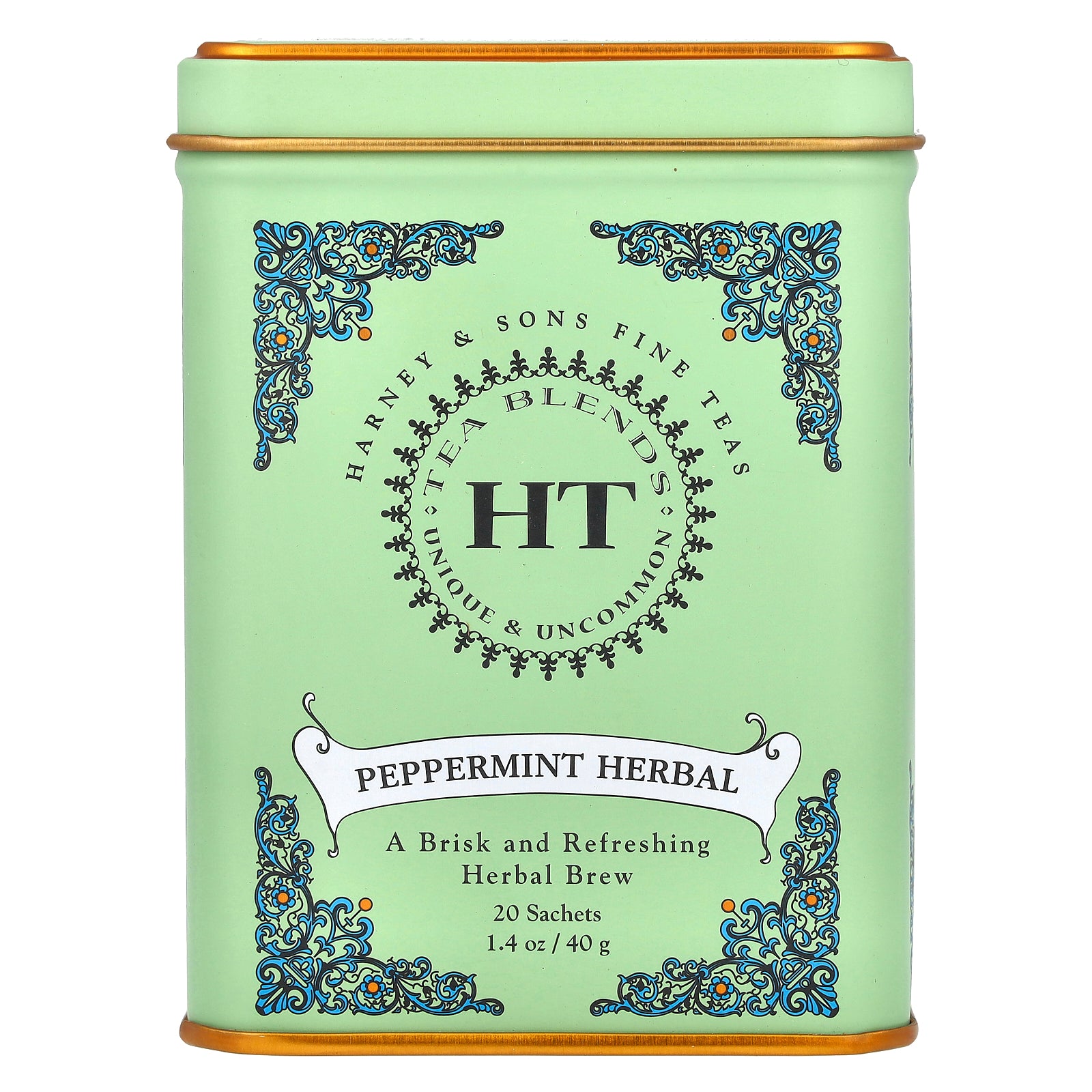 Harney & Sons, HT Tea Blends, Peppermint Herbal, Caffeine Free, 20 Sachets, 1.4 oz (40 g)