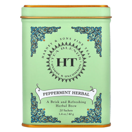 Harney & Sons, HT Tea Blends, Peppermint Herbal, Caffeine Free, 20 Sachets, 1.4 oz (40 g)