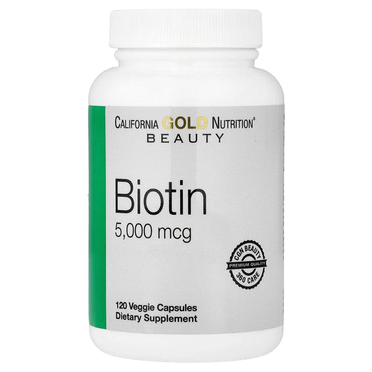 California Gold Nutrition, Biotin, 5,000 mcg, 120 Veggie Capsules