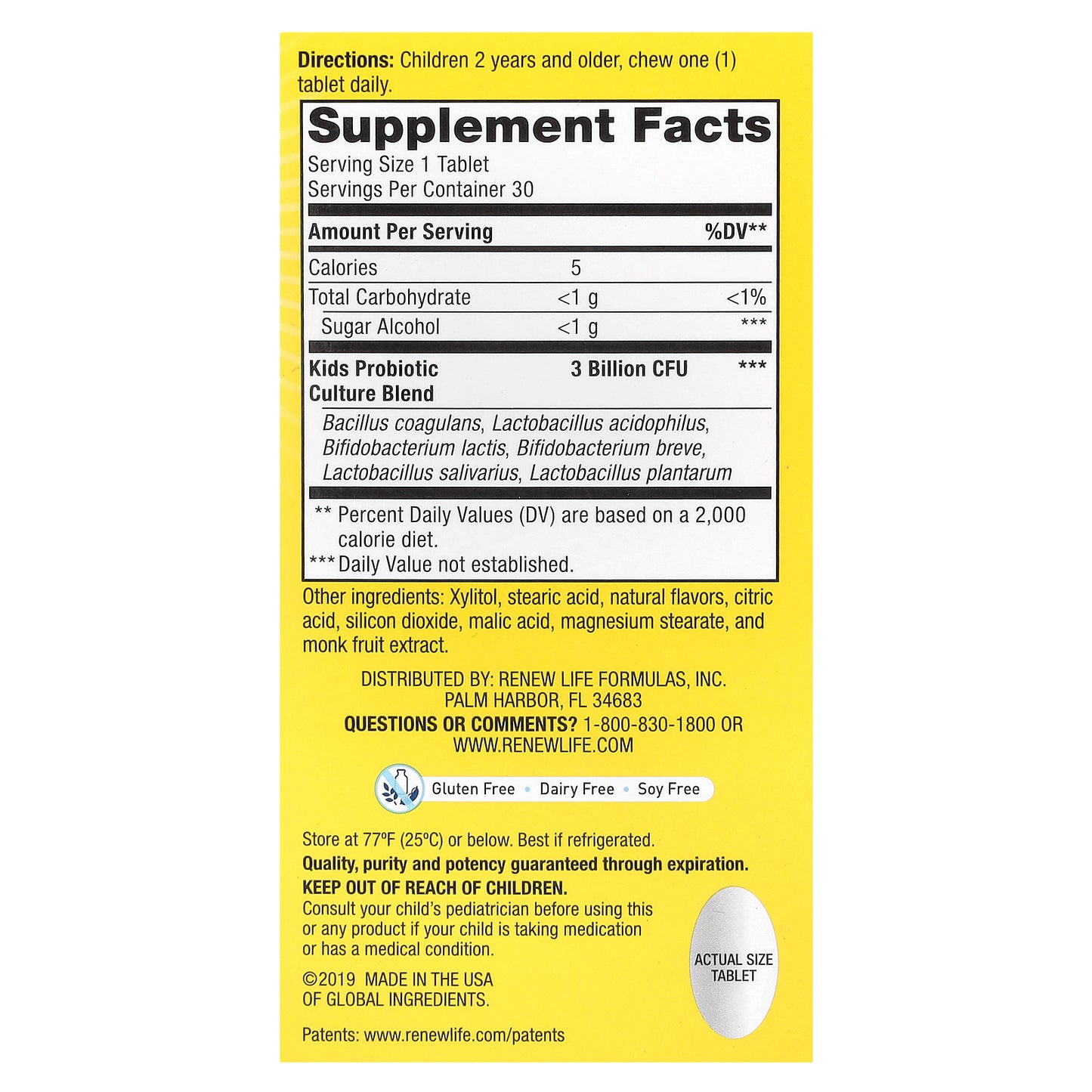 Renew Life, Ultimate Flora, Kids Probiotic, Berry-licious, 3 Billion Live Cultures, 30 Chewable Tablets