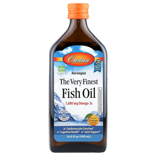 Carlson, Norwegian, The Very Finest Fish Oil, Natural Orange , 1,600 mg, 16.9 fl oz (500 ml)