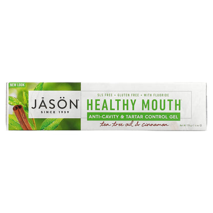 Jason Natural, Healthy Mouth, Anti-Cavity & Tartar Control Gel, Tea Tree Oil & Cinnamon, 6 oz (170 g)