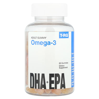 T-RQ, Adult Gummy Omega-3, DHA + EPA, Lemon, Orange, Strawberry, 60 Gummies