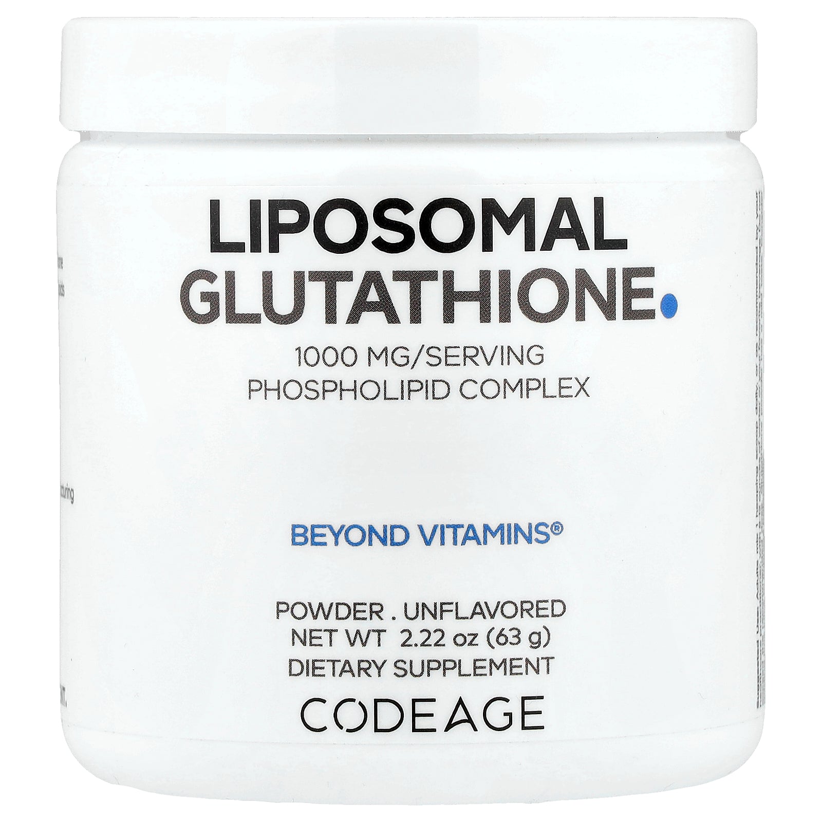 Codeage, Liposomal Glutathione Powder, Unflavored, 2.22 oz (63 g)