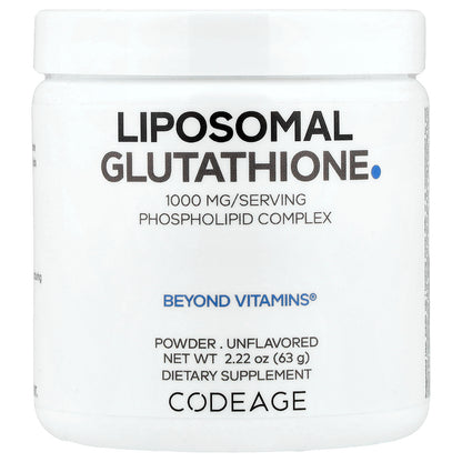 Codeage, Liposomal Glutathione Powder, Unflavored, 2.22 oz (63 g)