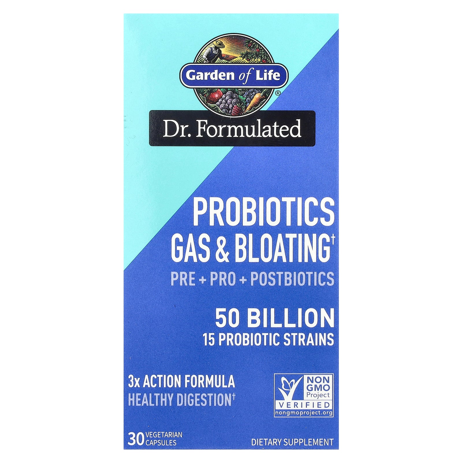 Garden of Life, Probiotics Gas & Bloating, 50 Billion, 30 Vegetarian Capsules
