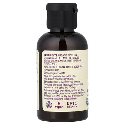 NOW Foods, Real Food, Organic Monk Fruit, Vanilla, 1.8 fl oz (53 ml)