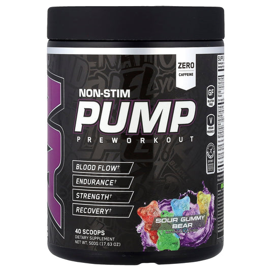 ABE, Non-Stim Pump Pre Workout, Sour Gummy Bear, 17.63 oz (500 g)