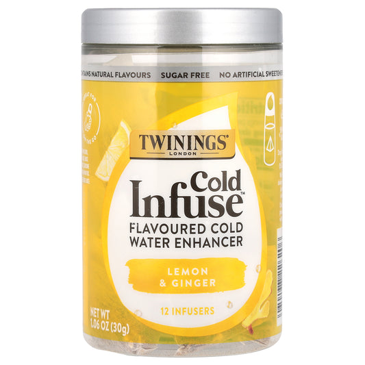 Twinings, Cold Infuse™, Flavoured Cold Water Enhancer, Lemon & Ginger, 12 Infusers, 1.06 oz (30 g)