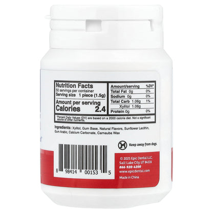 Epic Dental, Xylitol Gum, Cinnamon, 50 Pieces