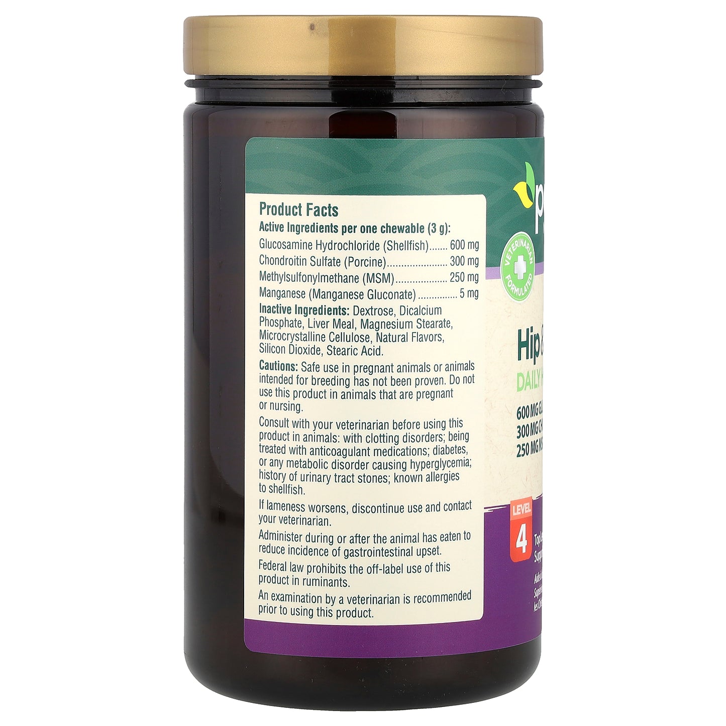 petnc NATURAL CARE, Hip & Joint Daily Health, Level 4, For Dogs, Liver, 150 Chewables