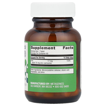Metagenics, Zinc Carnosine Complex , 17 mg, 60 Tablets