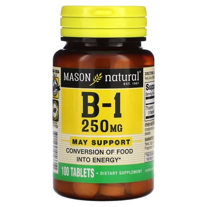 Mason Natural, Vitamin B-1, 250 mg, 100 Tablets