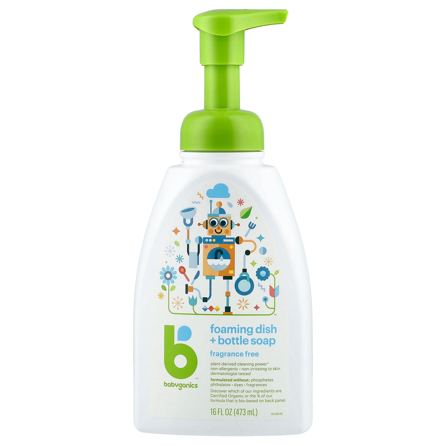Babyganics, Foaming Dish + Bottle Soap, Fragrance Free, 16 fl oz (473 ml)