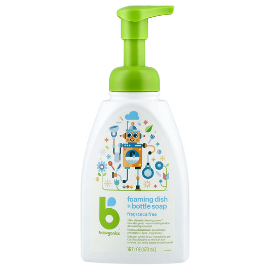 Babyganics, Foaming Dish + Bottle Soap, Fragrance Free, 16 fl oz (473 ml)