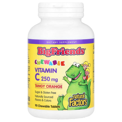 Natural Factors, Big Friends, Chewable Vitamin C, Tangy Orange, 250 mg, 90 Chewable Tablets