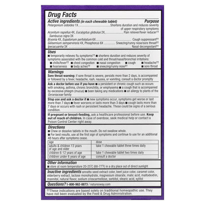 Nature's Way, Sambucus®, Cold + Flu Relief, Elderberry Chewables, Ages 6+, Berry, 20 Tablets