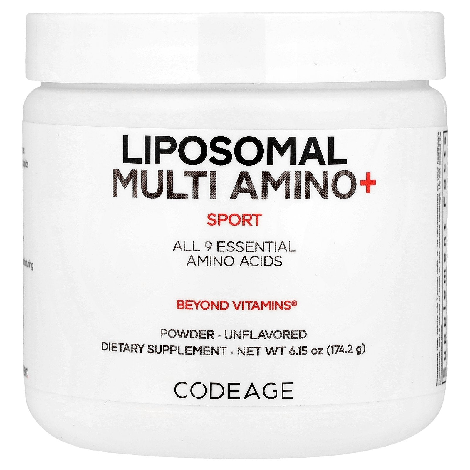 Codeage, Sport, Liposomal Multi Amino+ Powder, Unflavored, 6.15 oz (174.2 g)