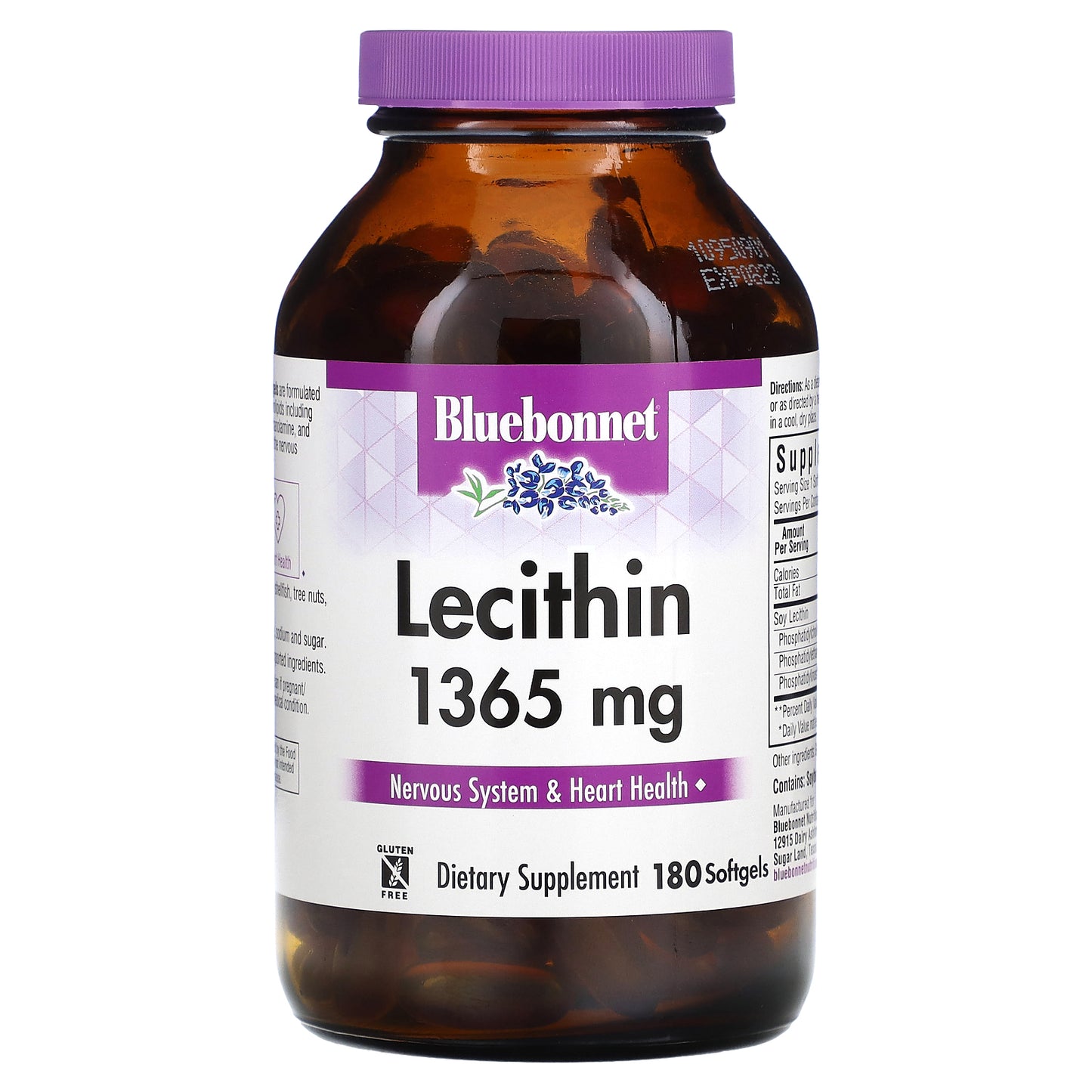 Bluebonnet Nutrition, Lecithin, 1,365 mg, 180 Softgels