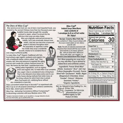 Edward & Sons, Instant Miso-Cup, Traditional with Tofu, 4 Single Servings, 1.3 oz (36 g)