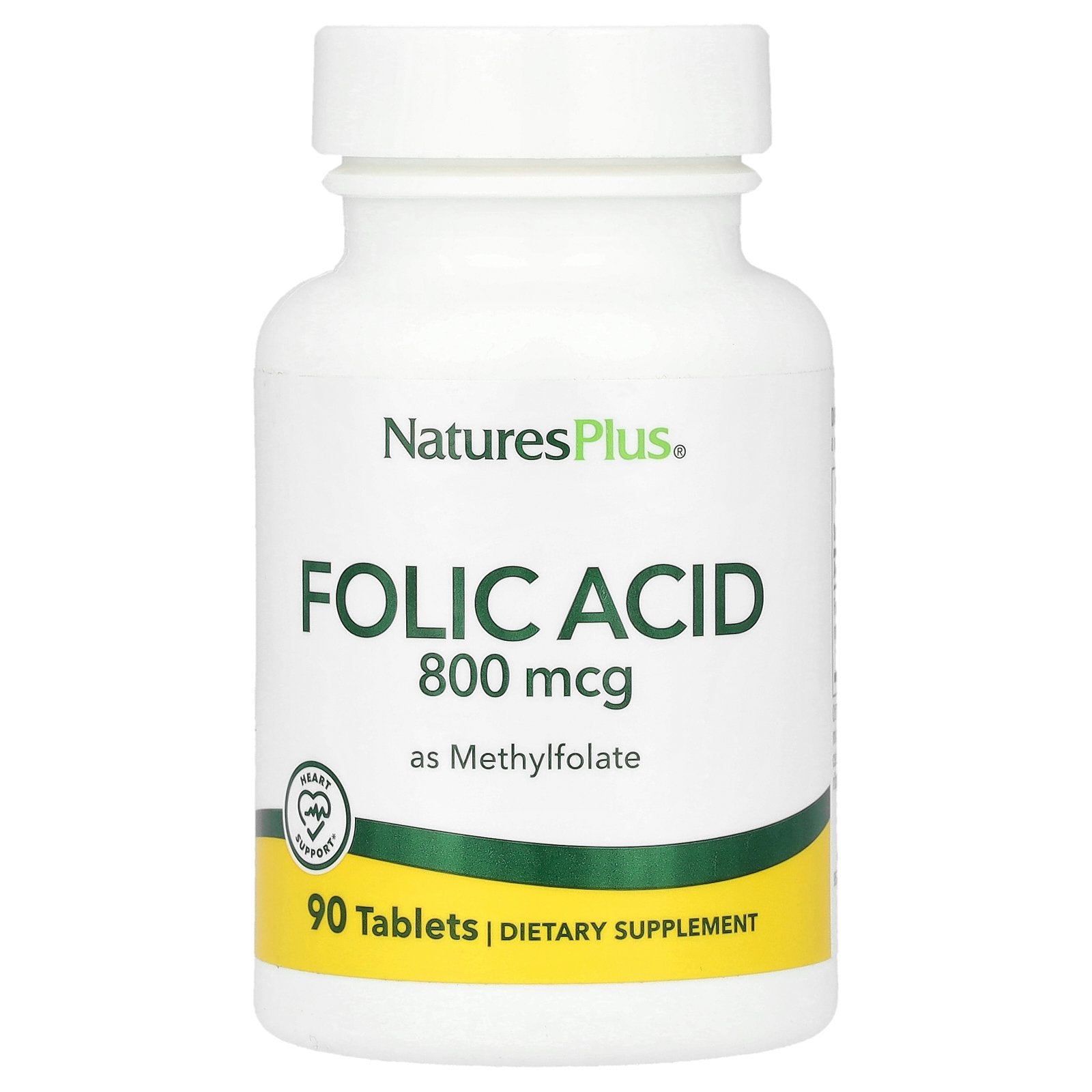 NaturesPlus, Folic Acid as Methylfolate , 800 mcg, 90 Tablets