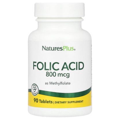 NaturesPlus, Folic Acid as Methylfolate , 800 mcg, 90 Tablets