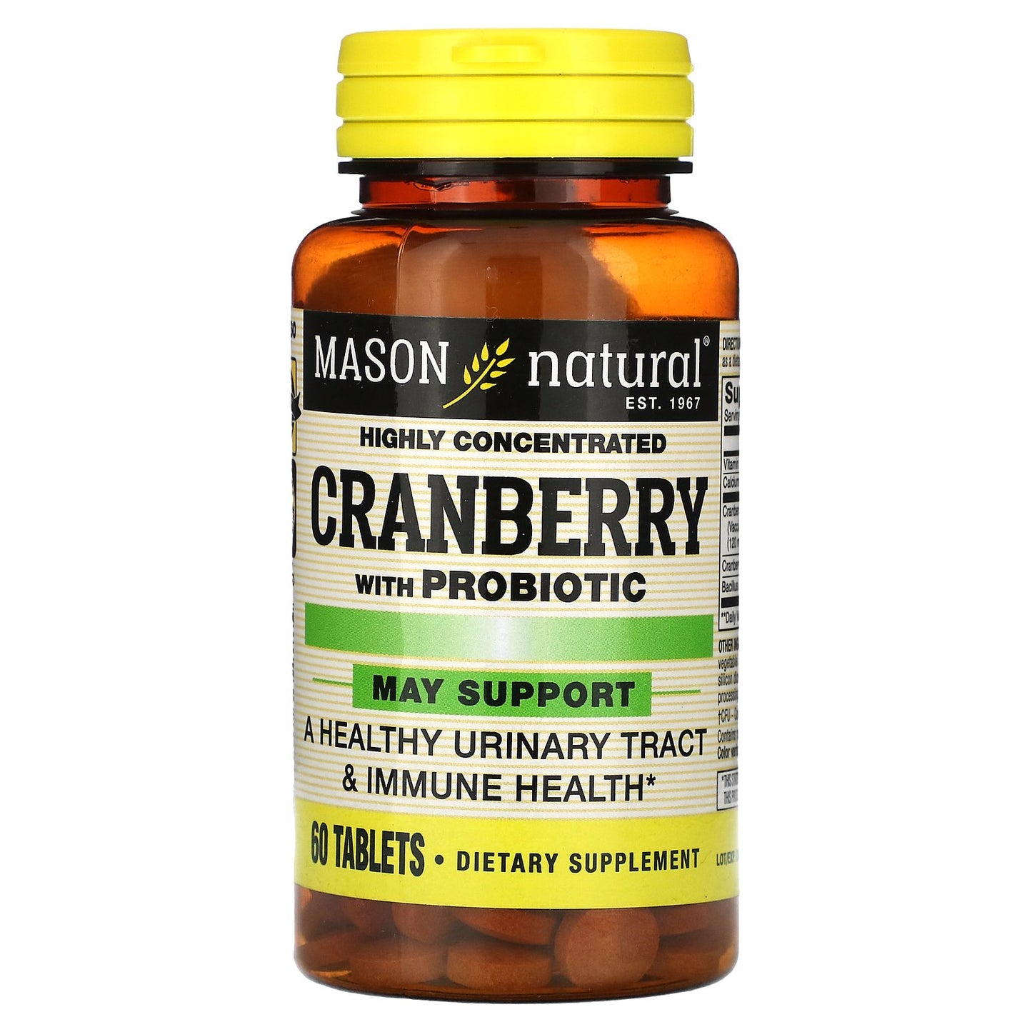 Mason Natural, Cranberry with Probiotic, Highly Concentrated, 60 Tablets