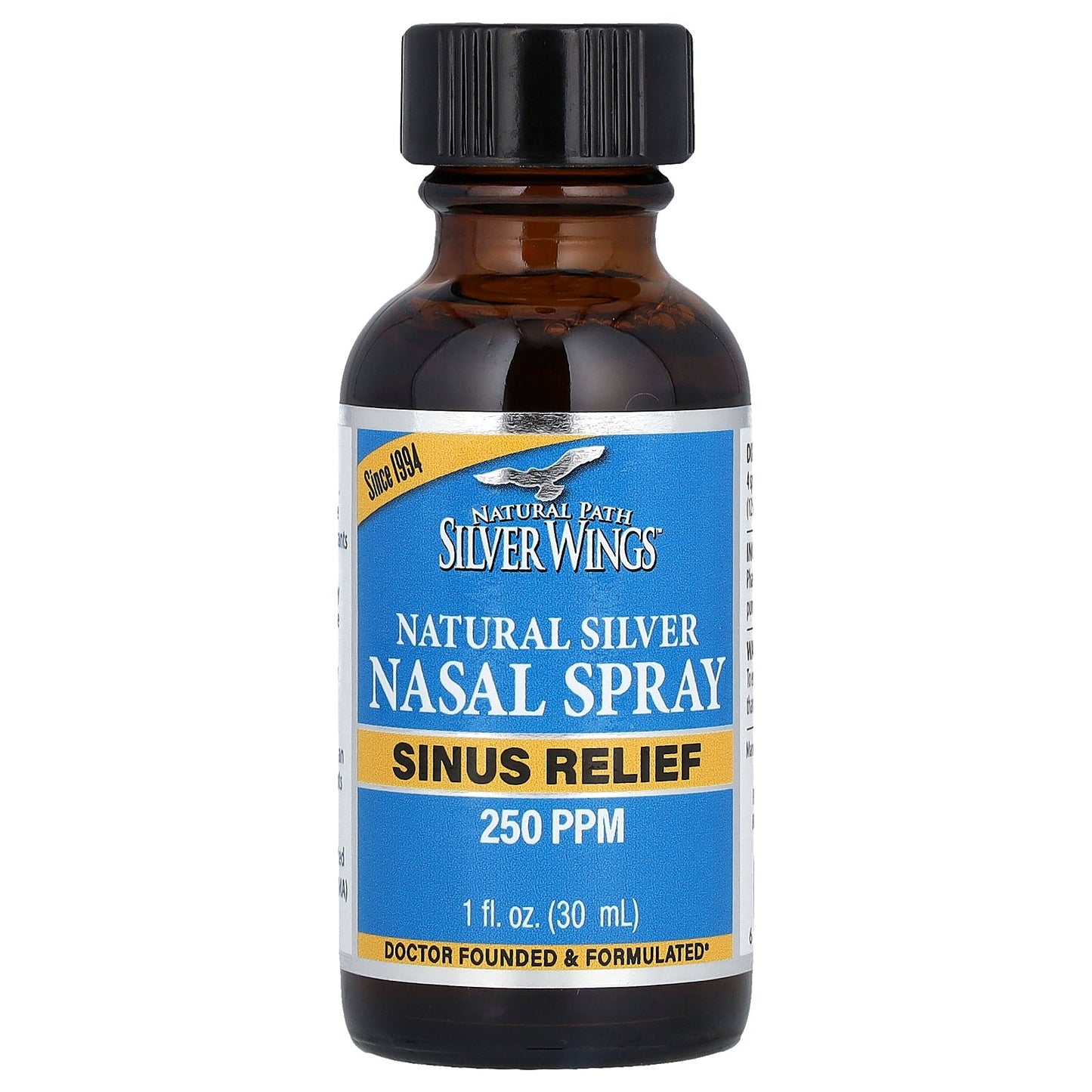 Natural Path Silver Wings, Natural Silver, Nasal Spray, Sinus Relief, 250 PPM, 1 fl oz (30 ml)