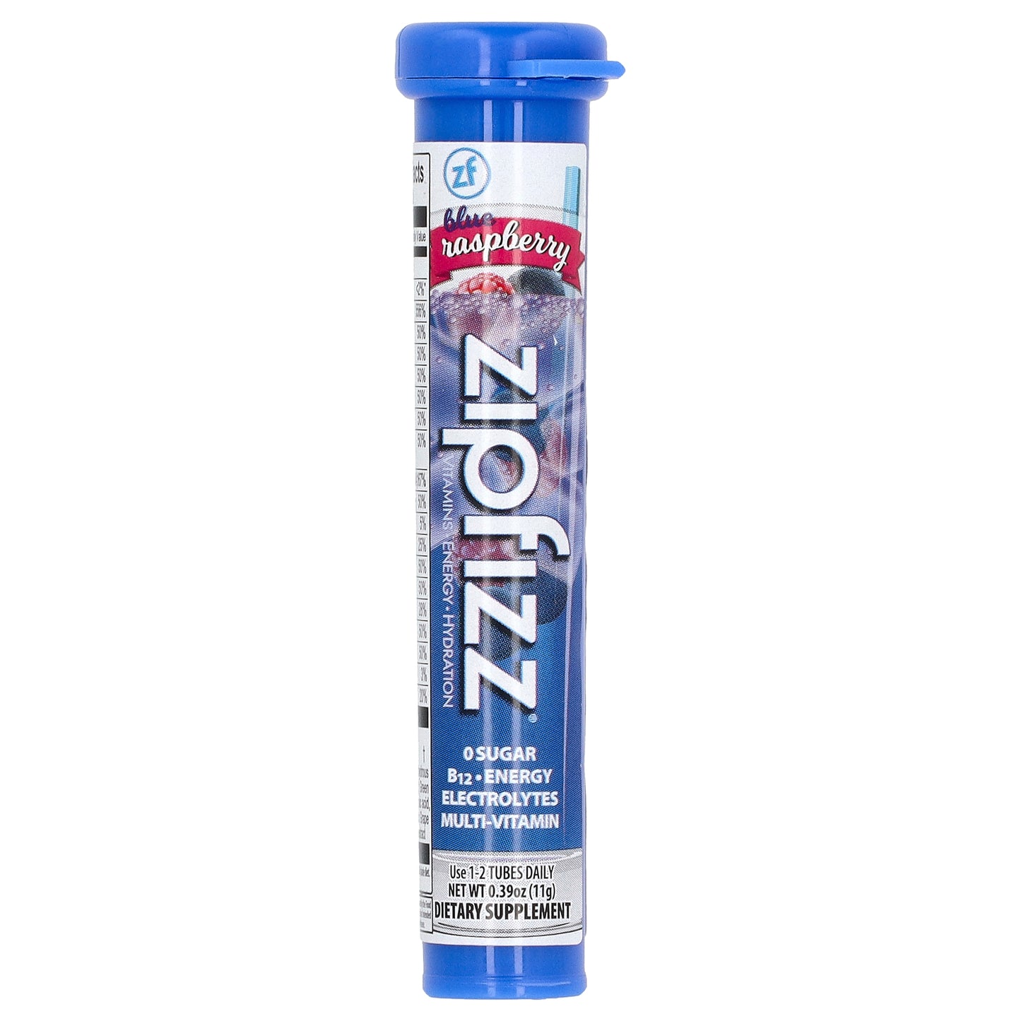 Zipfizz, Energy Drink Mix, Blueberry Raspberry, 20 Tubes, 0.39 oz (11 g) Each