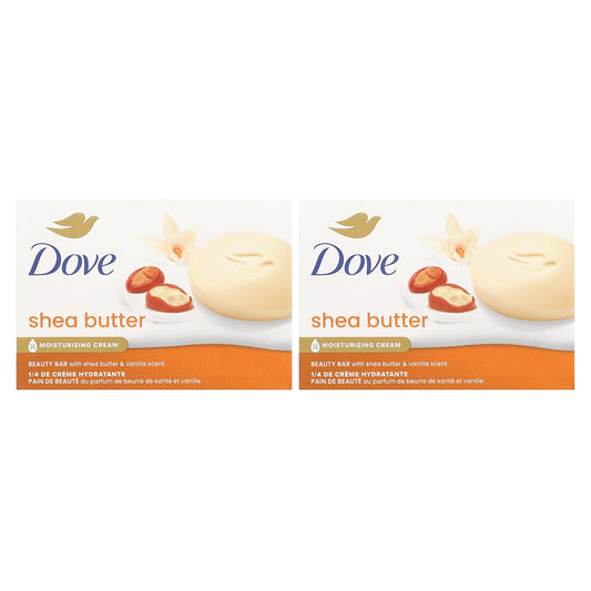 Dove, Beauty Bar Soap, Shea Butter & Vanilla, 2 Bars, 3.75 oz (106 g) Each