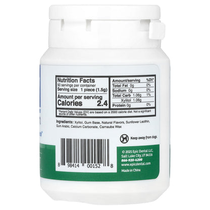 Epic Dental, Xylitol Gum, Spearmint, 50 Pieces