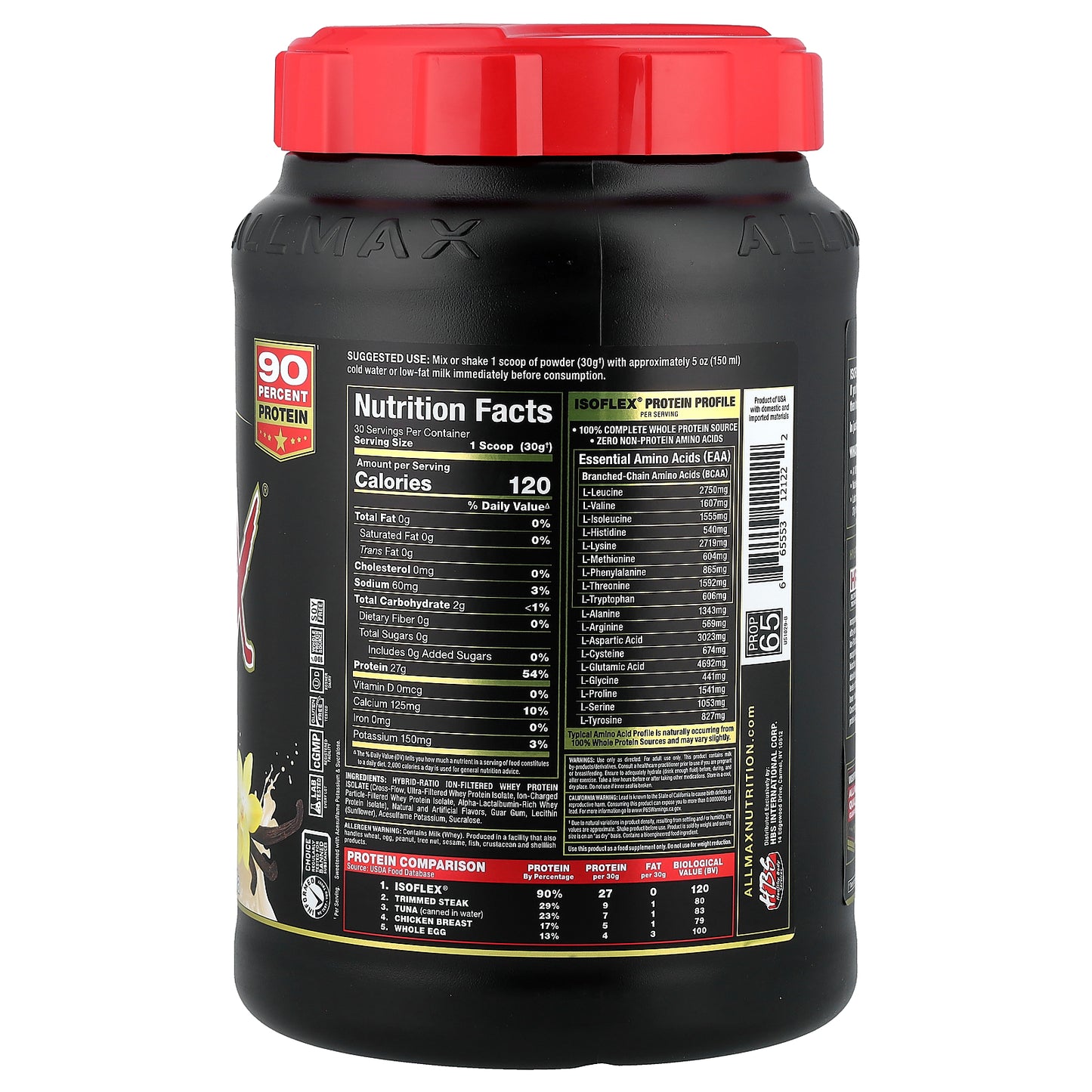 ALLMAX, ISOFLEX®, Pure Whey Protein Isolate, Vanilla, 2 lbs (907 g)