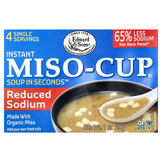 Edward & Sons, Instant Miso-Cup®, Reduced Sodium, 4 Envelopes, 1 oz (29 g)