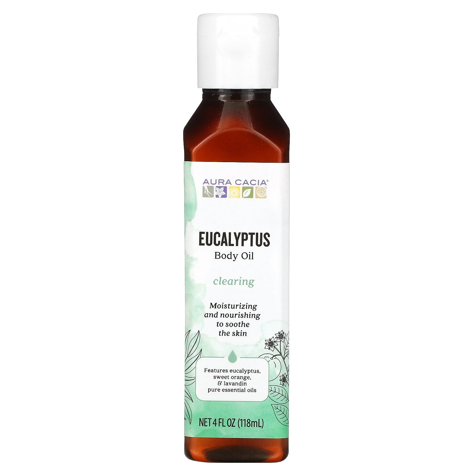 Aura Cacia, Body Oil,  Clearing Eucalyptus, 4 fl oz (118 ml)