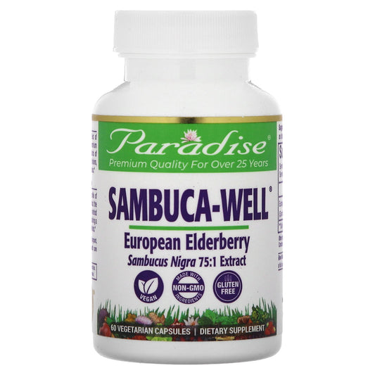 Paradise Herbs, Sambuca-Well, European Elderberry, 60 Vegetarian Capsules