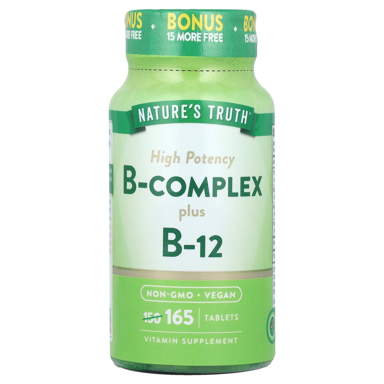Nature's Truth, B-Complex Plus B-12, High Potency , 165 Tablets