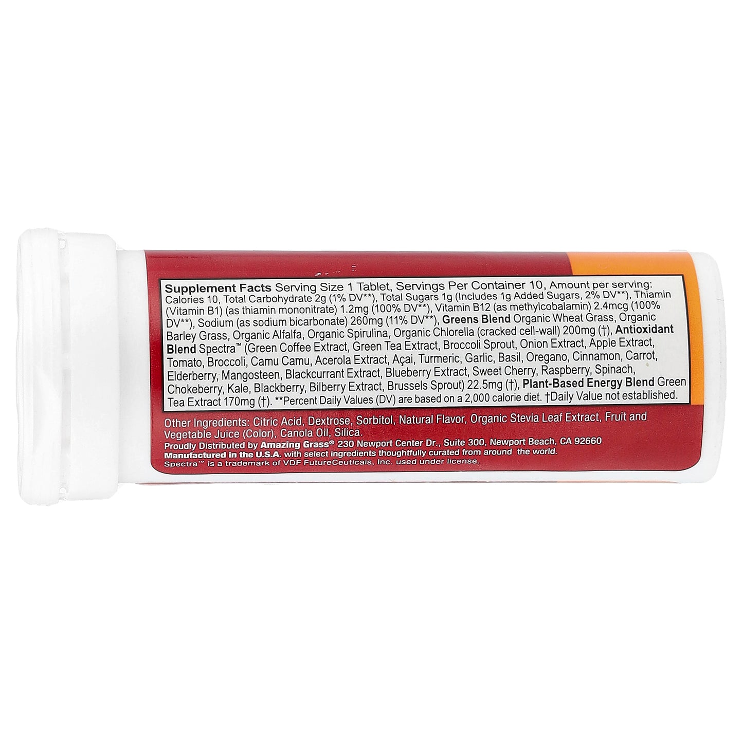 Amazing Grass, Fizzy Green Tablets, Energy, Tropical, 10 Tablets