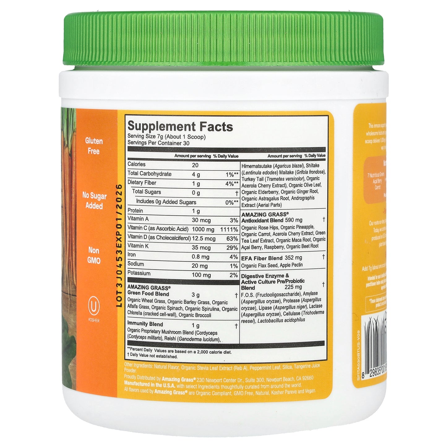 Amazing Grass, Green Blend, Immunity, Tangerine, 7.4 oz (210 g)
